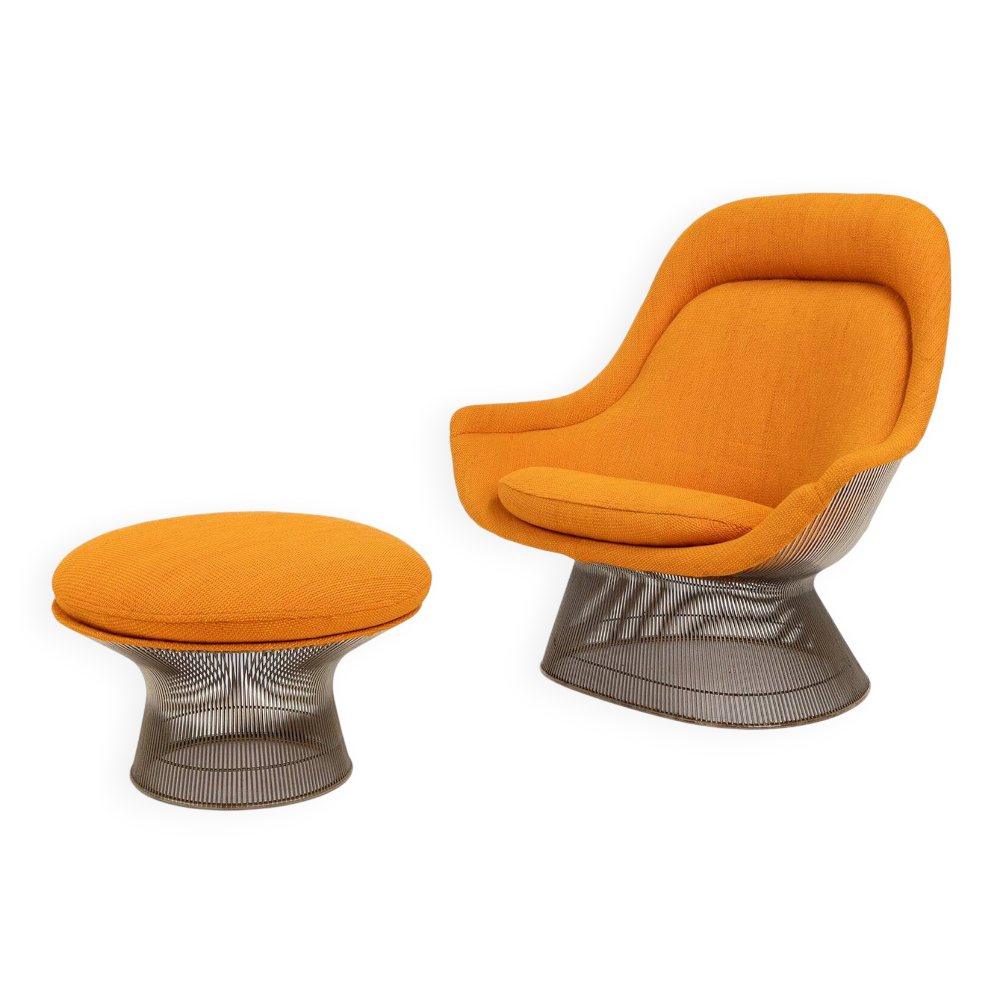 Set of Model 1705 Easy Chair and Ottoman Set by Warren Platner for Knoll, 1