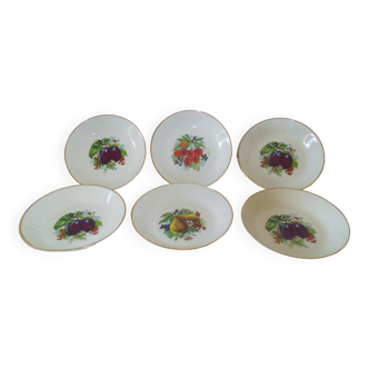 6 assiettes à dessert creuses Porcelaine de Limoges