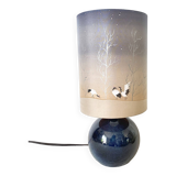 Vintage ceramic and painted silk lamp