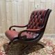 Chesterfield English Slipper Chair in tufted leather