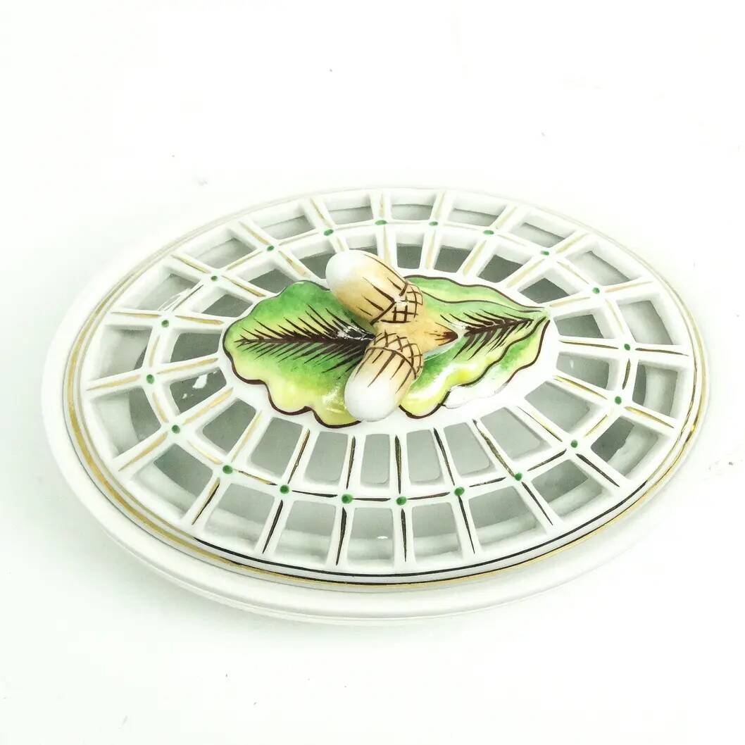 Art Nouveau bonbonniere, cream ceramic, Ćmielów, Poland, 1950s