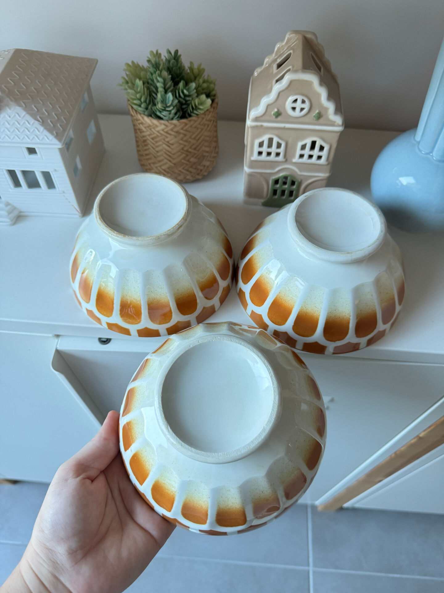 Set of 3 beautiful vintage Digoin bowls.
