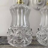 Pair of vintage gold and chiseled glass wall lights