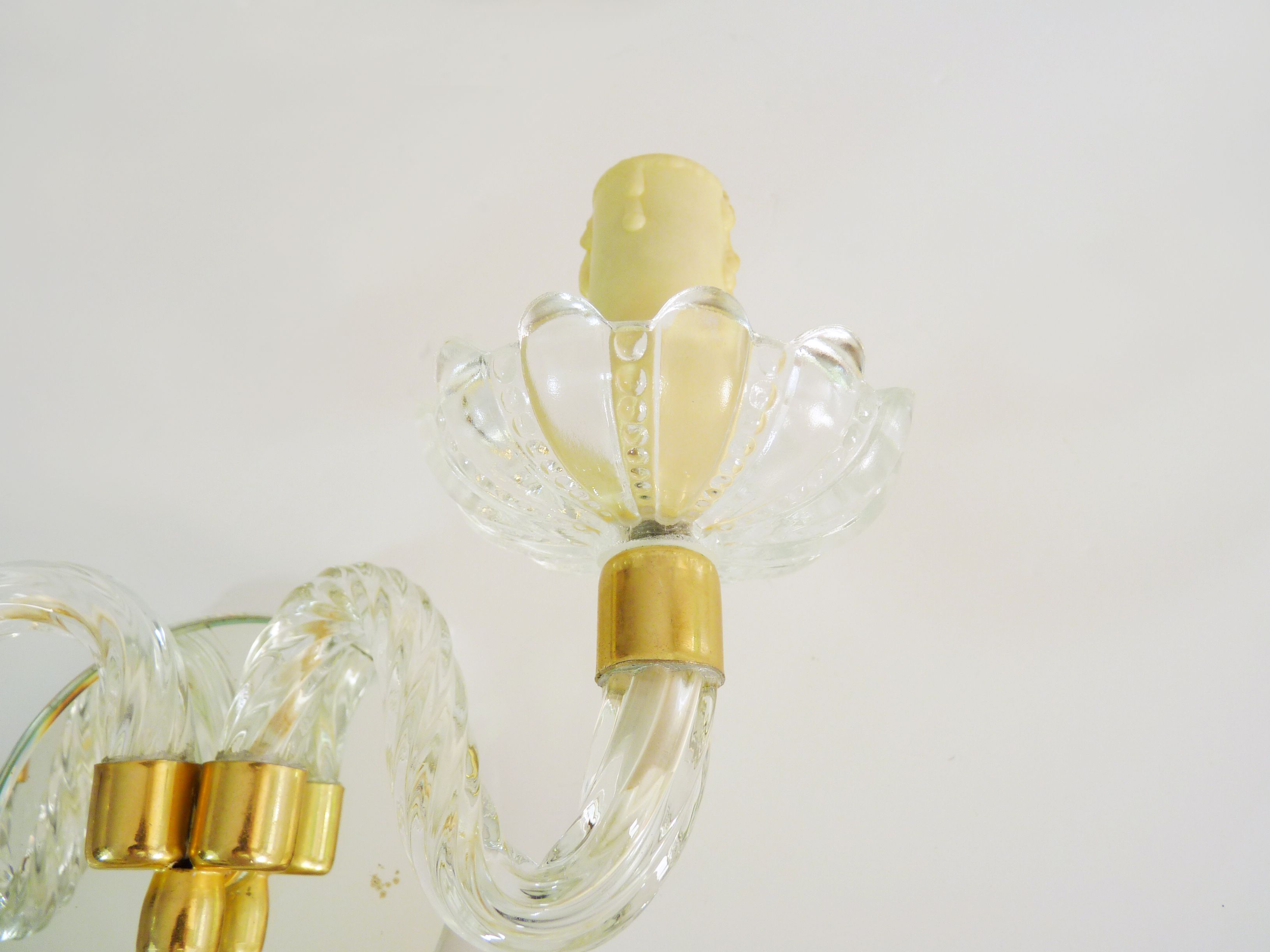 Magnificent pair of vintage wall sconces in glass and mirror, Murano style. Year 70