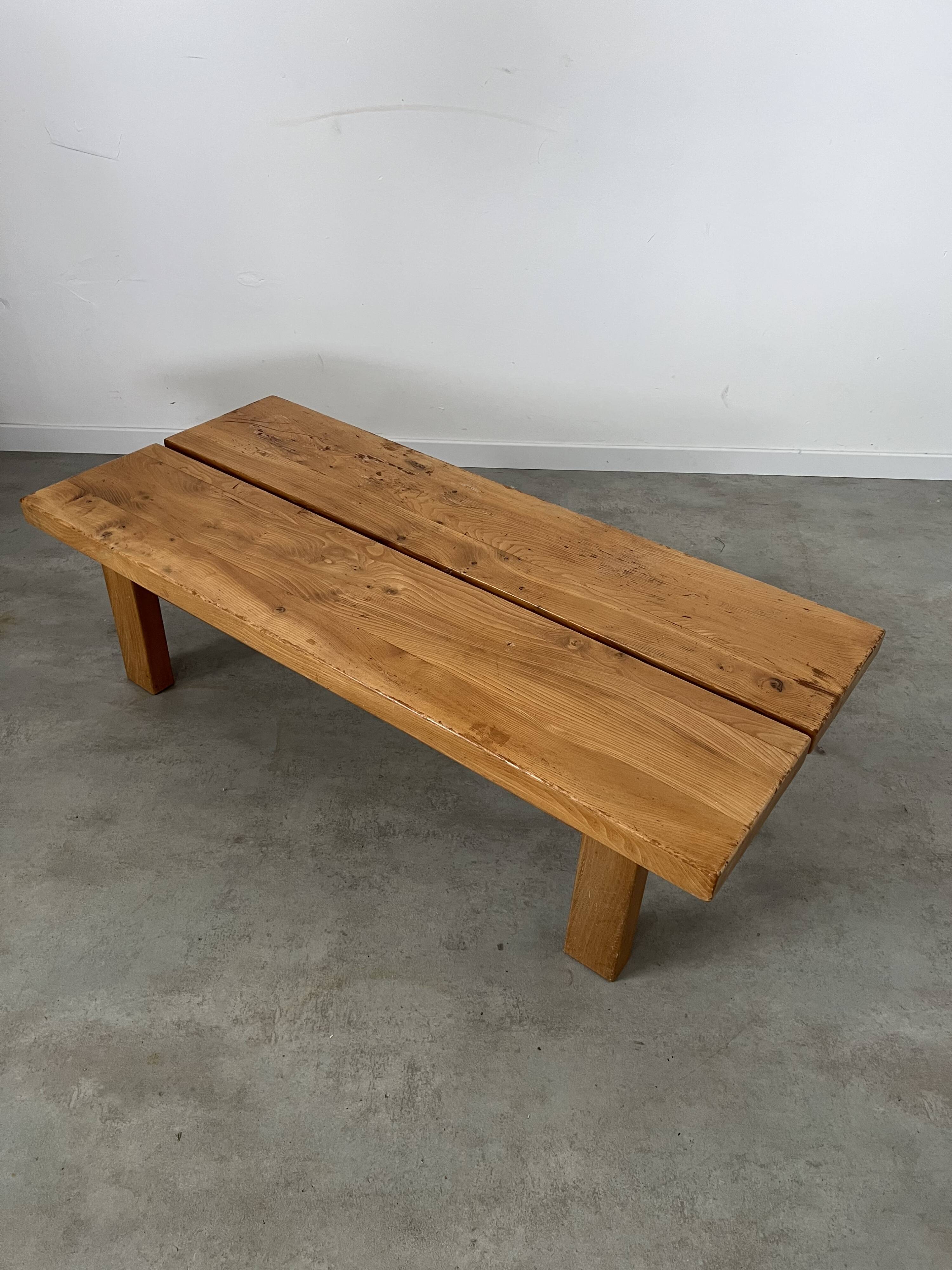 Solid elm wood coffee table 60s