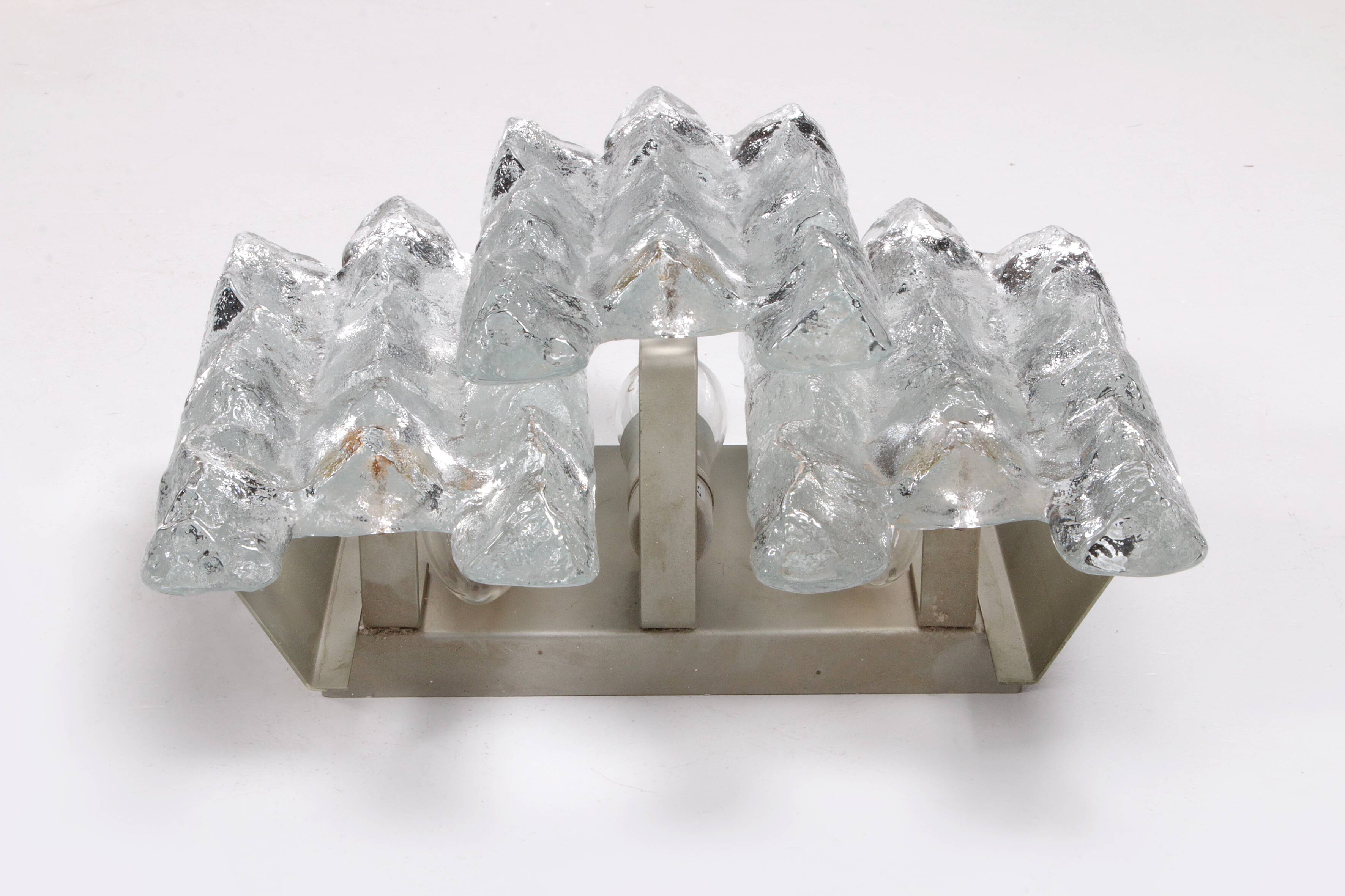 Crystal ice glass wall lamp design by J. T. Kalmar 1960