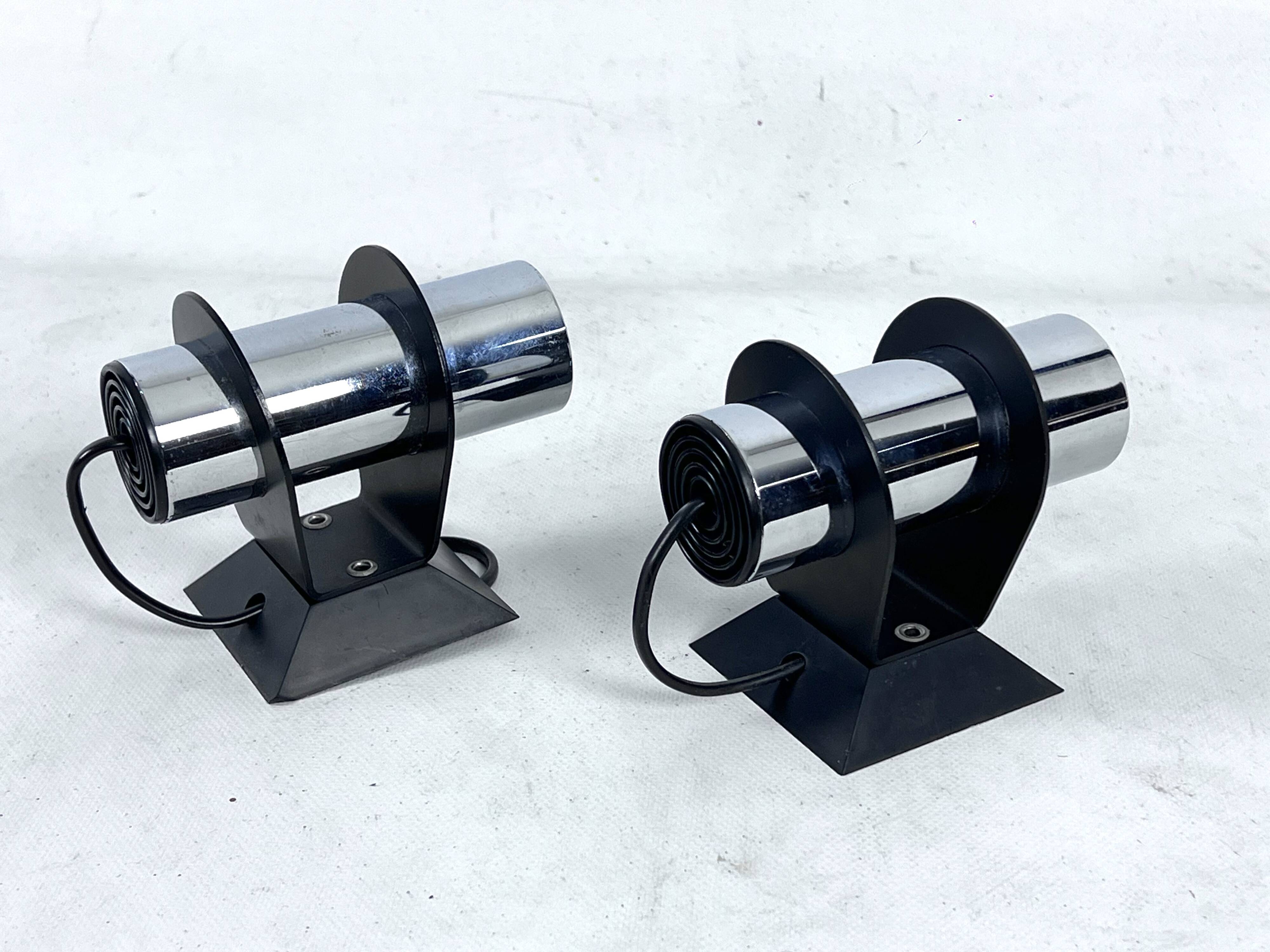 Targetti, pair of wall lamps model Elbow. Italy 1970s