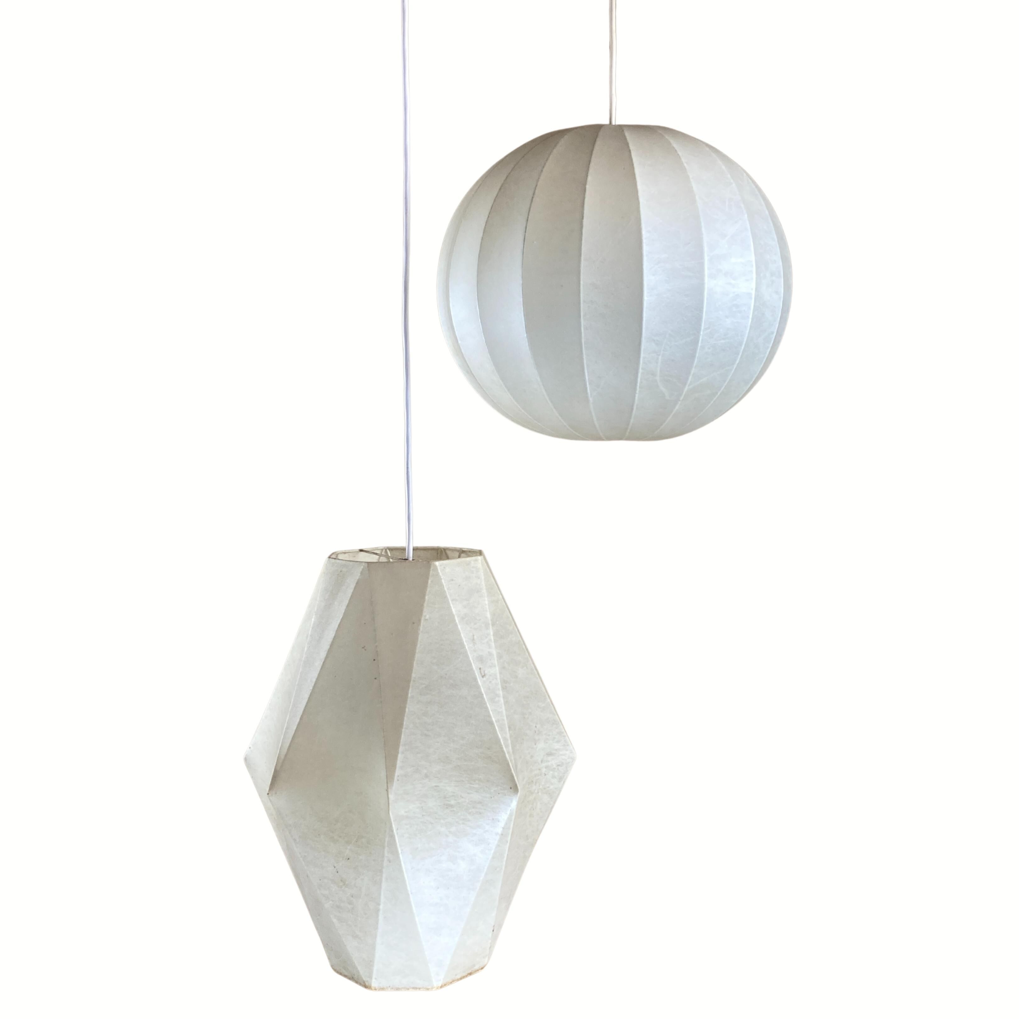 Pair space age cocoon hanging lamps, Germany 1960s