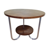 Table d'appoint moderniste "Bauhaus" en bois de placage et acier tubulaire courbé, années 30