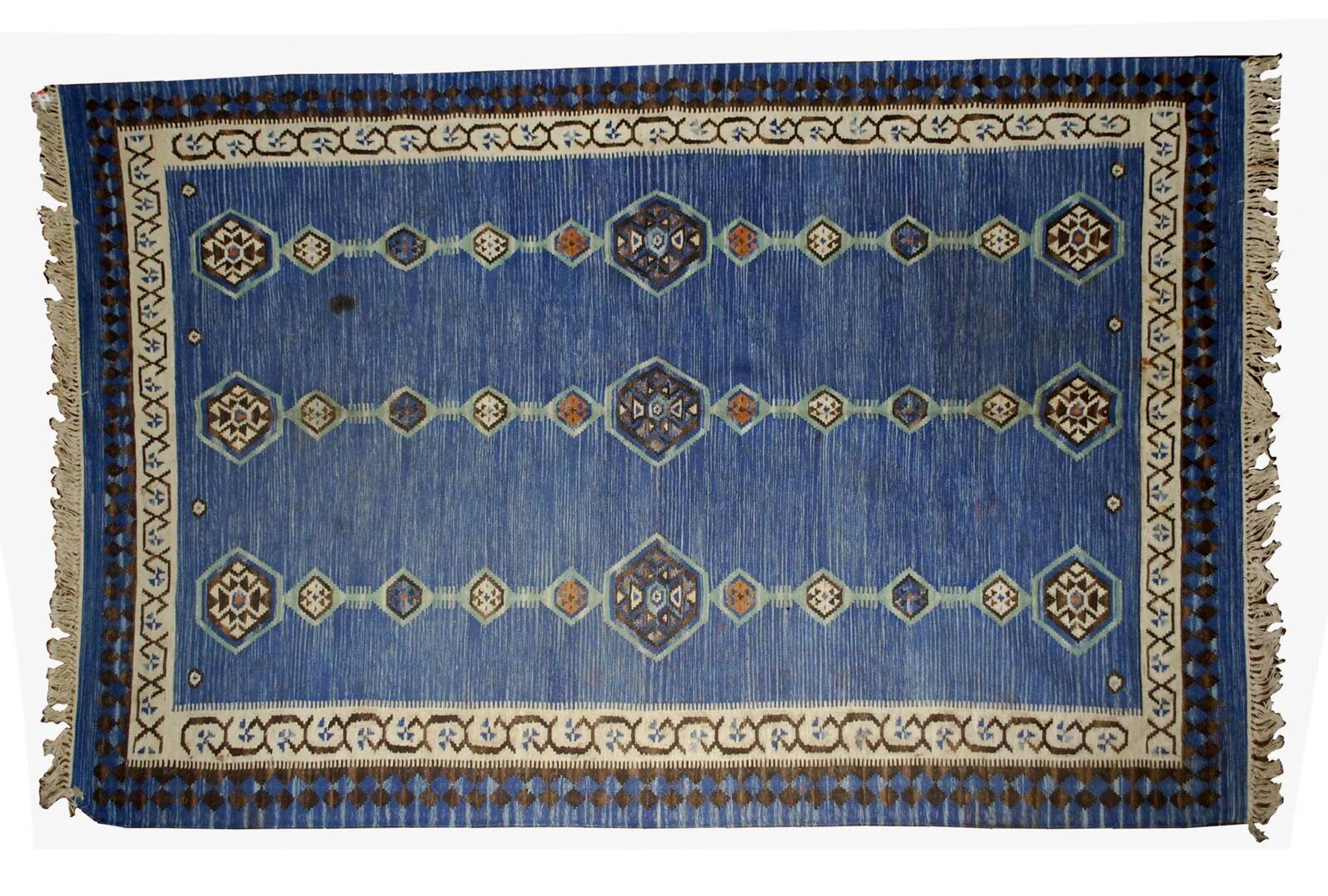 Handmade antique Indian Dhurri kilim 5.7' x 8.8' (174cm x 268cm) 1930s - 1B533