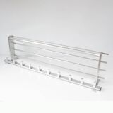 Large wall-mounted coat rack in aluminium with shelf, c. 1980 (100 cm)