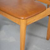 Set of 6 Danish Dining Chairs made of Beech and Brown Leatherette