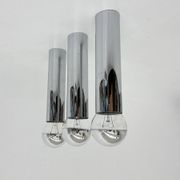 Set of 3 minimalist chrome tube ceiling / wall lamps, 1970s