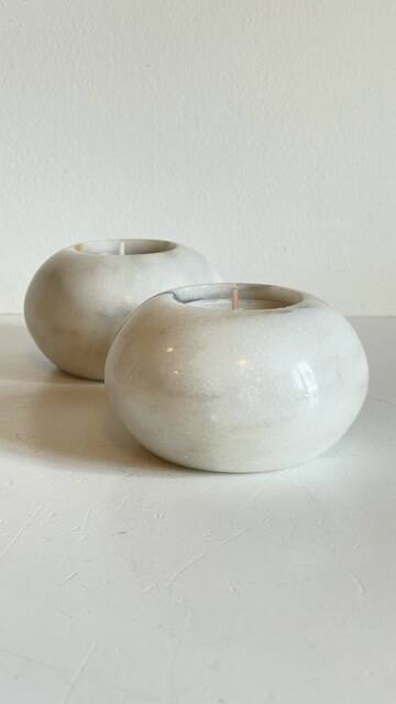 2 marble ball tealight holders from the 70s