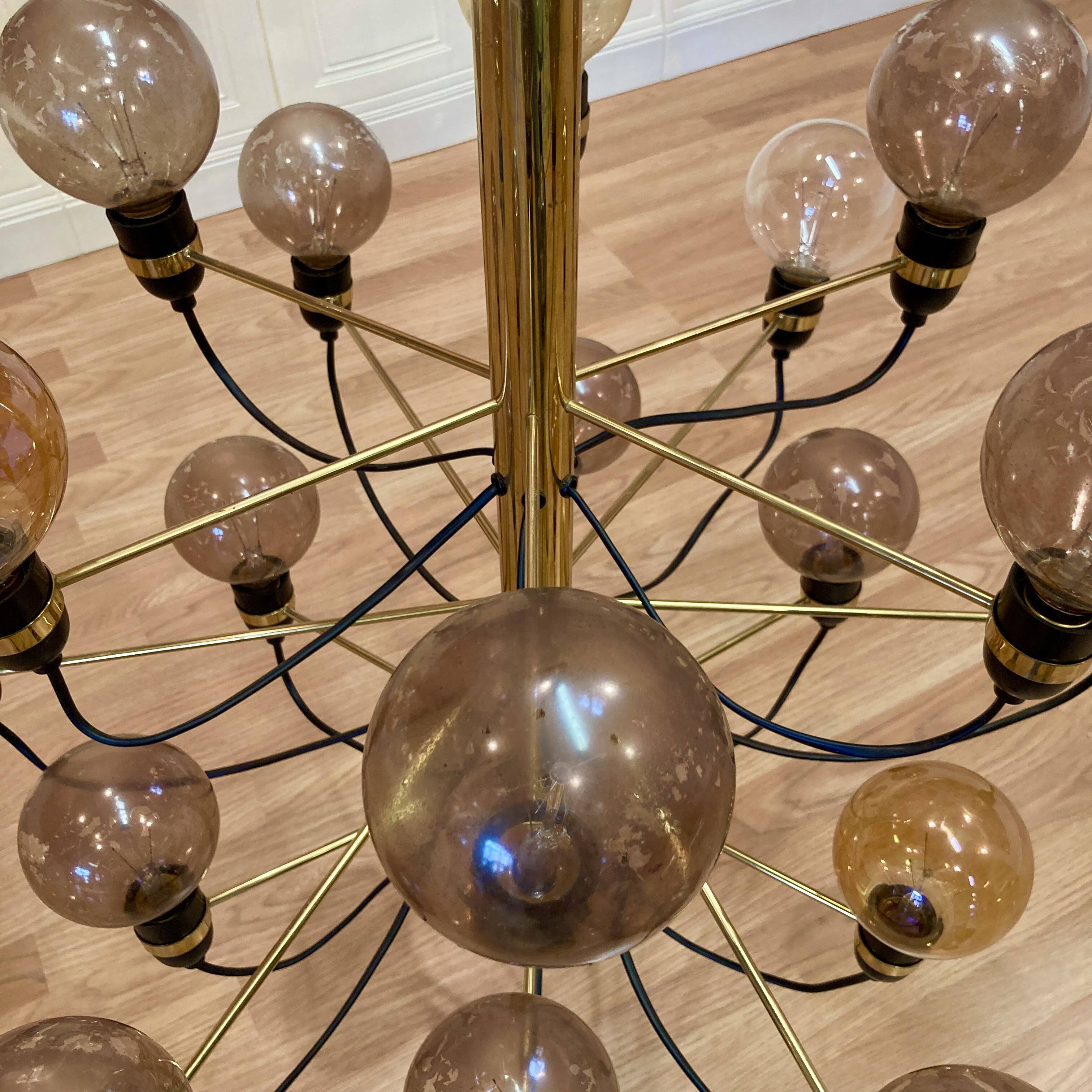 Lustre en métal chromé, années 1970