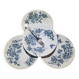 Set of 4 flat plates in Badonviller earthenware, Jasmin model, iron earth.