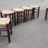 Set of 6 straw stools