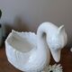 vintage white ceramic swan cache-pot / animal-shaped empty pocket