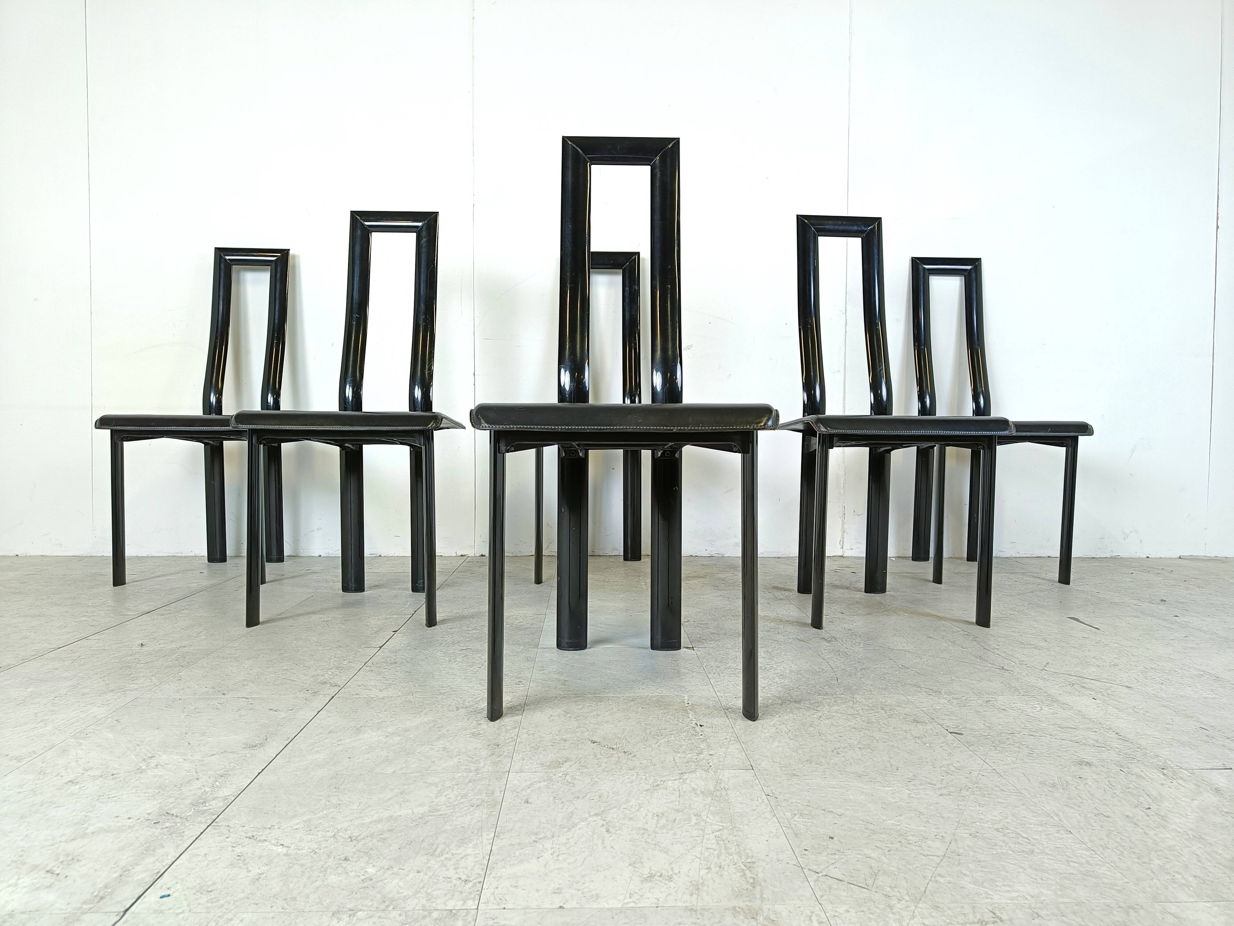 Italian Model Regia Dining Chairs by Antonello Mosca for Ycami, 1980s, Set of 6