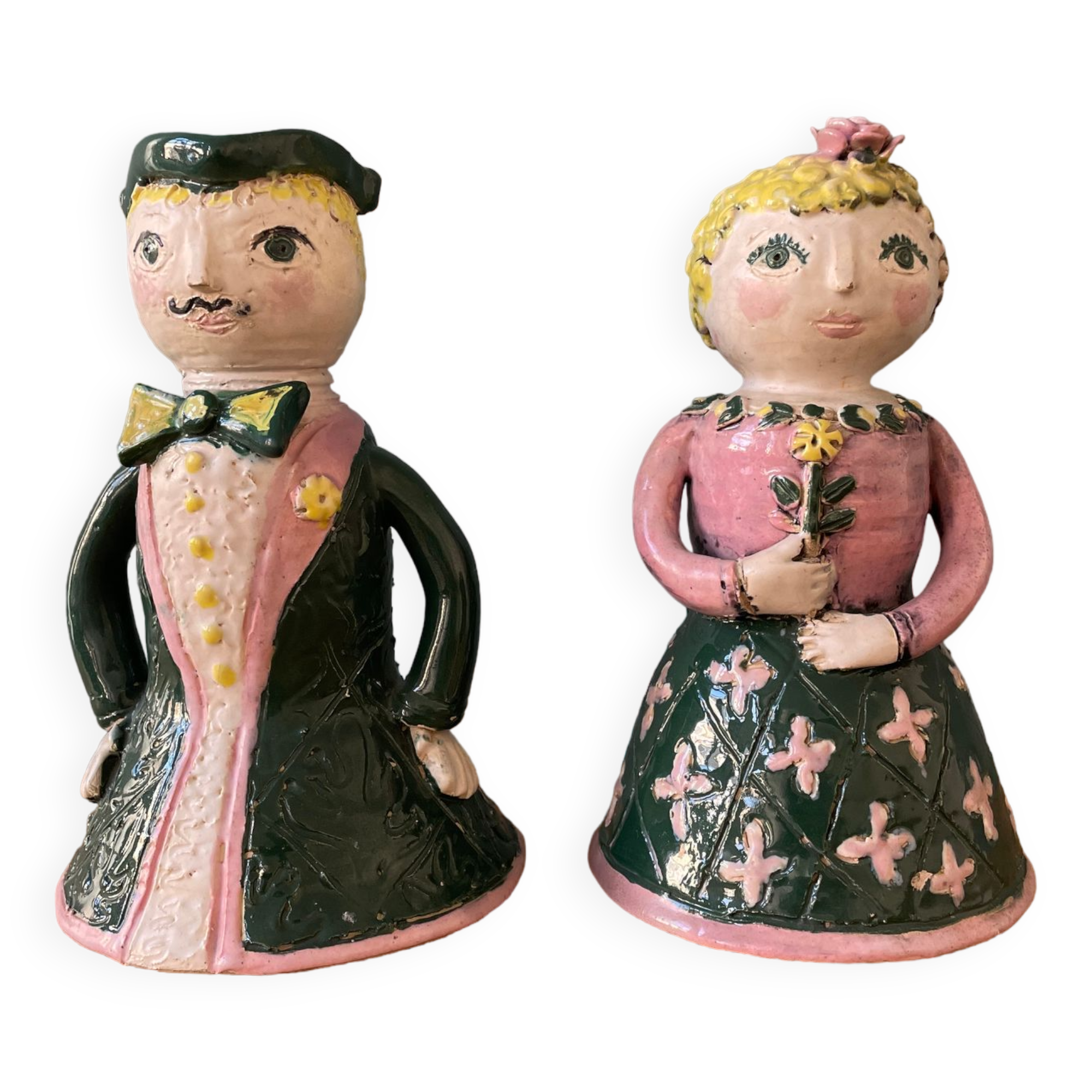 Pair of earthenware sconces signed Borderie - Szekely