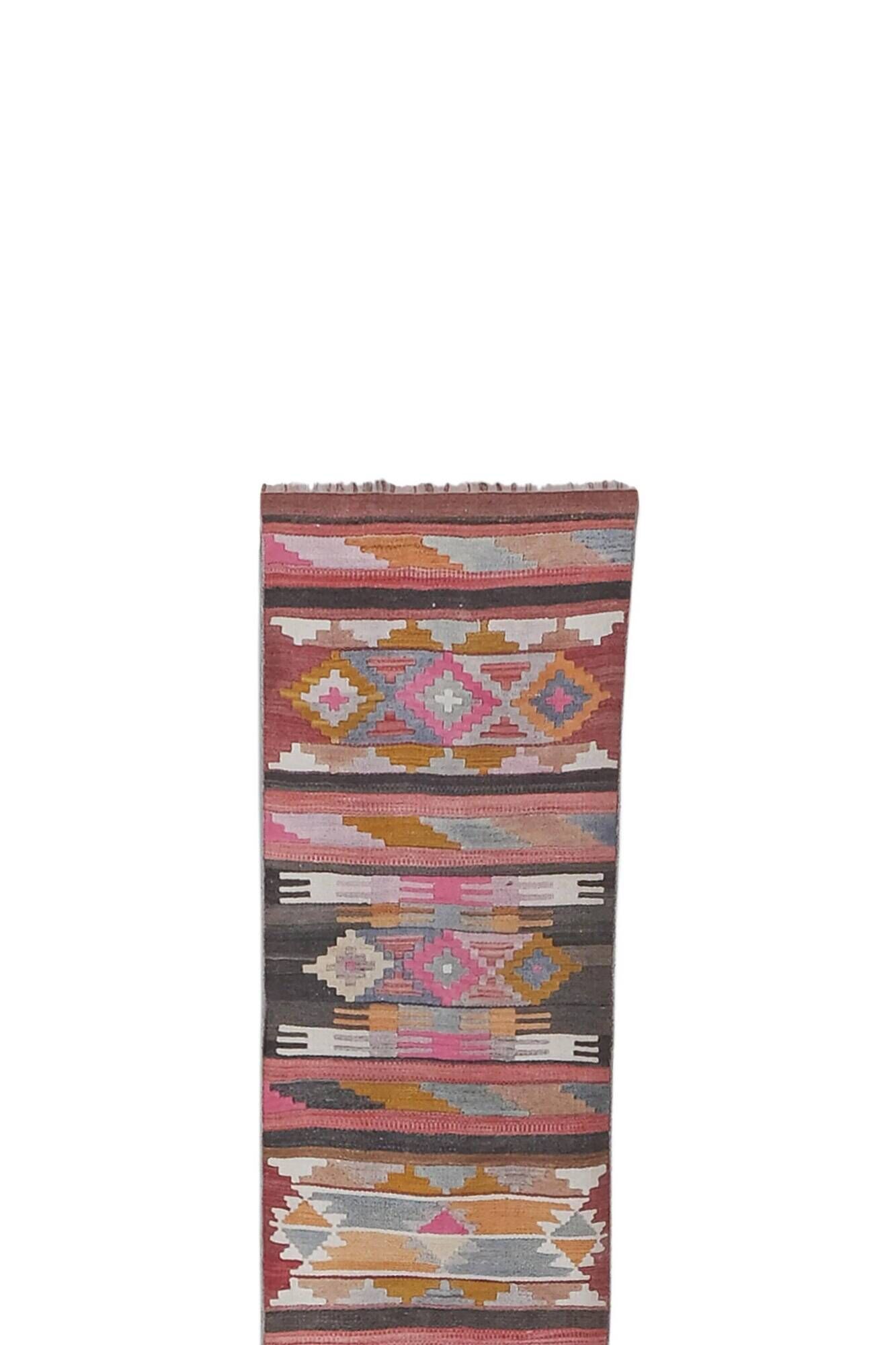Vintage Turkish hallway rug 67x723 cm