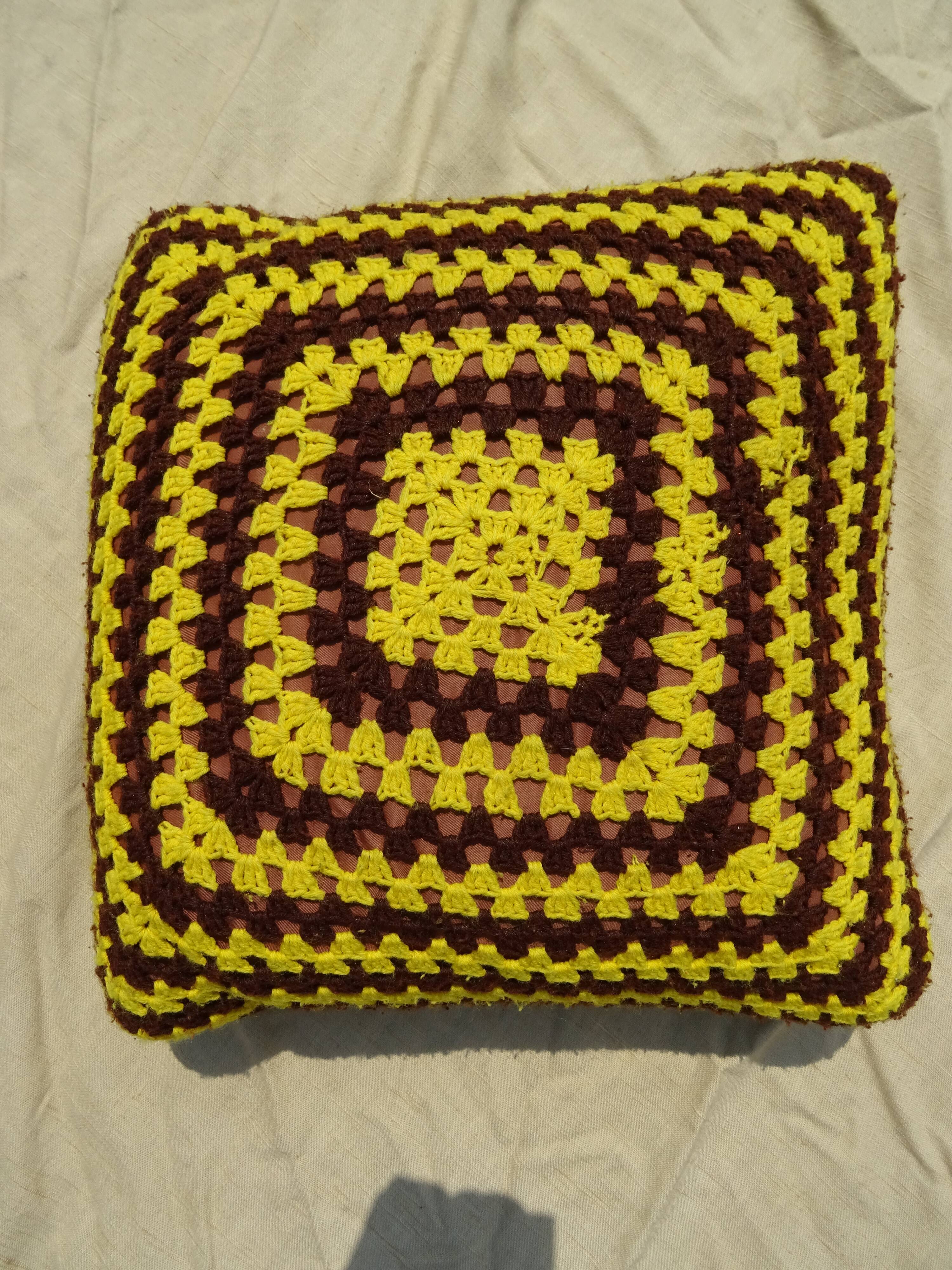 Vintage wool cushion crochet year 60
