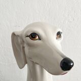 Chaumette vintage ceramic sitting white dog statue