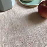 Nappe de vendange ancienne en chanvre teintée en rose thé