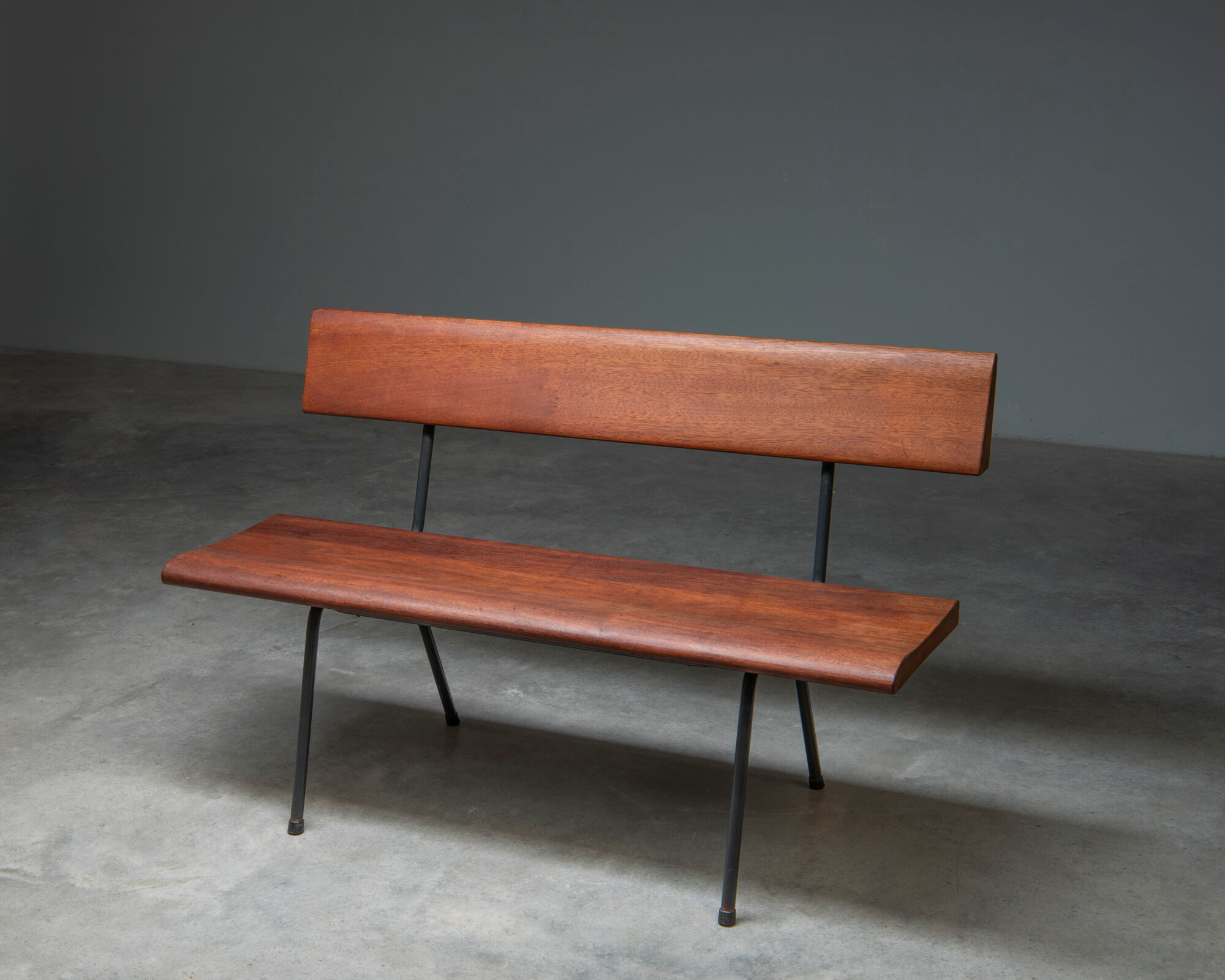 Solid teak bench, Netherlands, 1950s