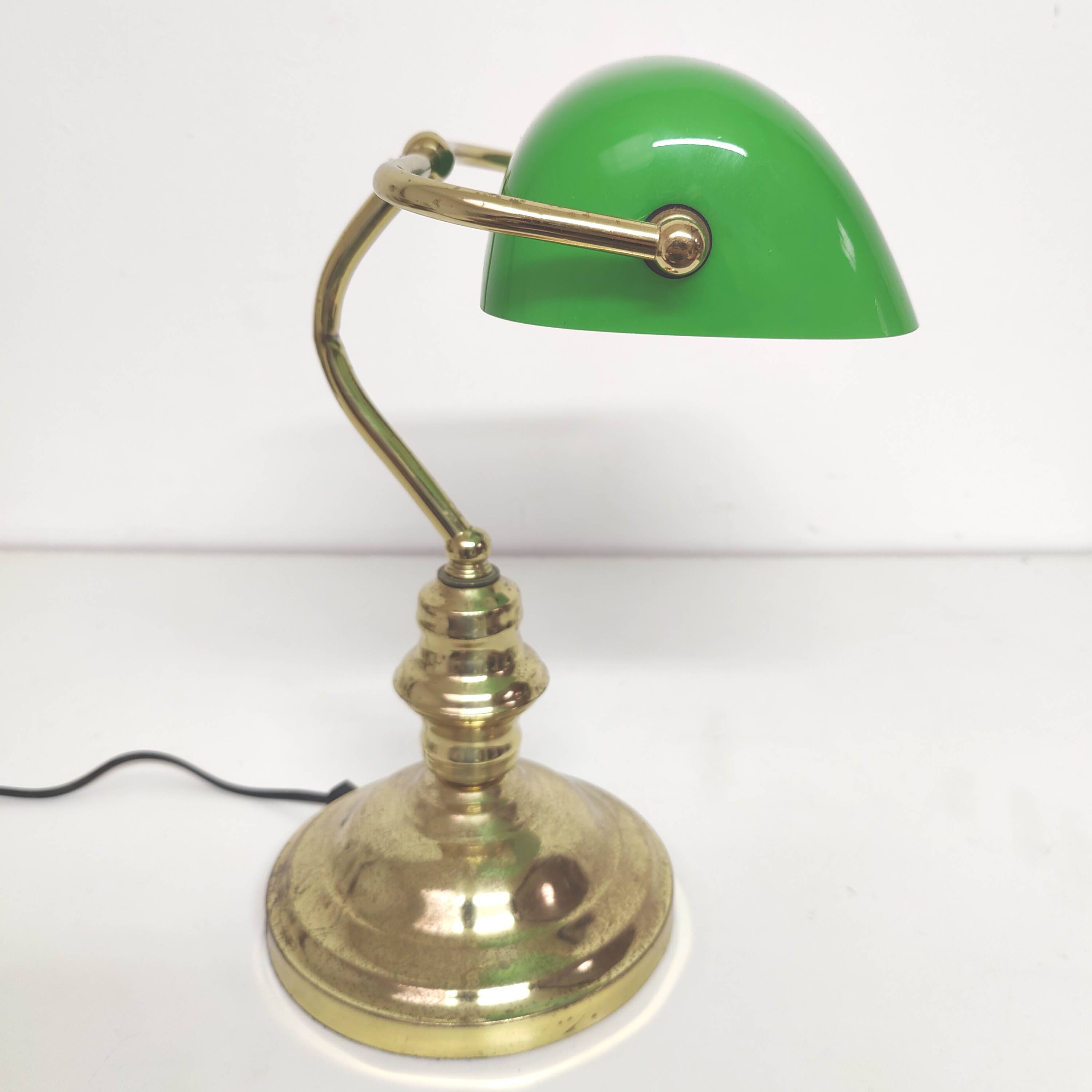 Banker lamp notary golden opaline green