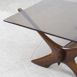 Table basse scandinave en noyer Condoren verre Örebro, années 1960