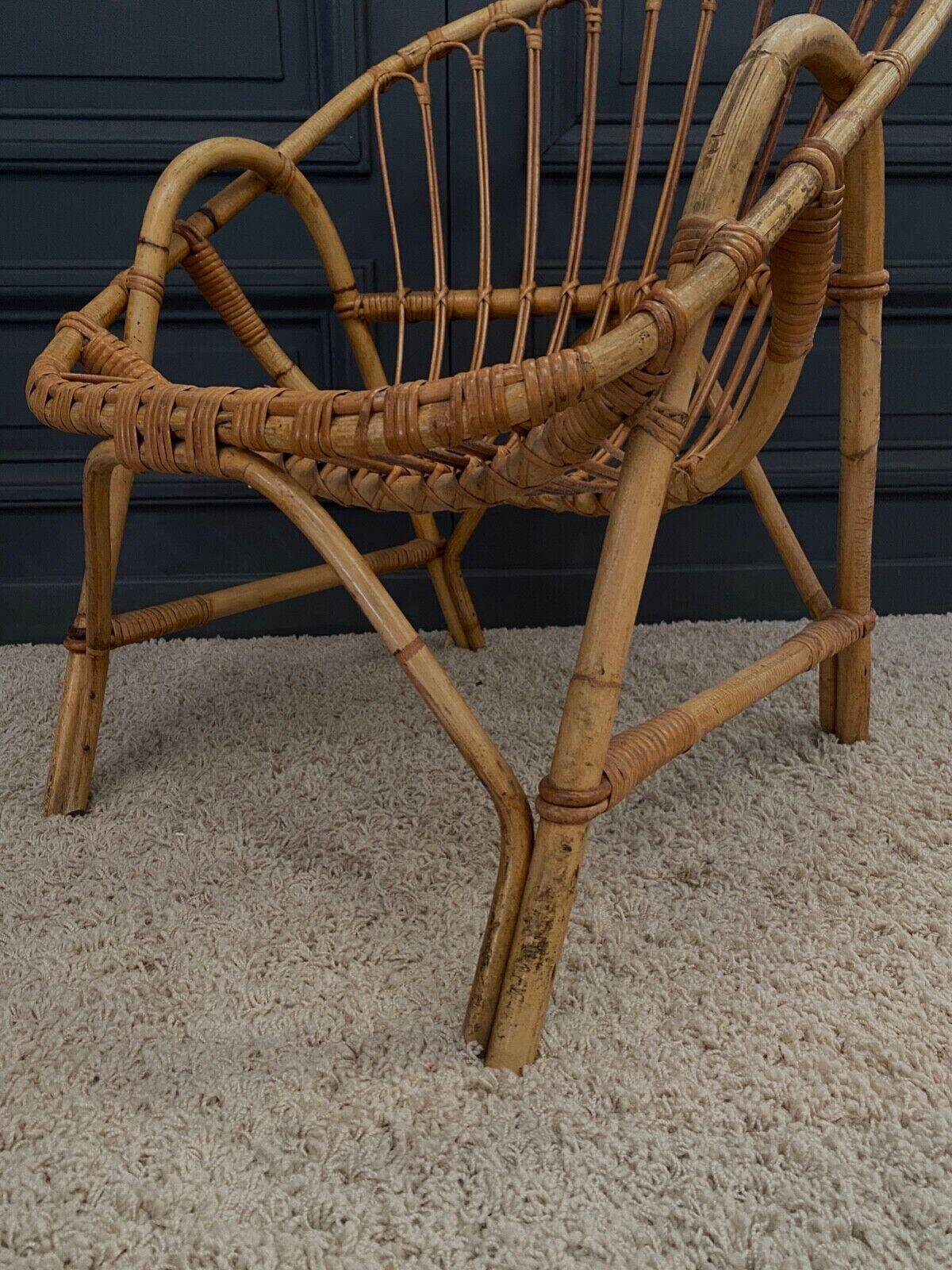 Paire de fauteuils en rotin, travail français 1960