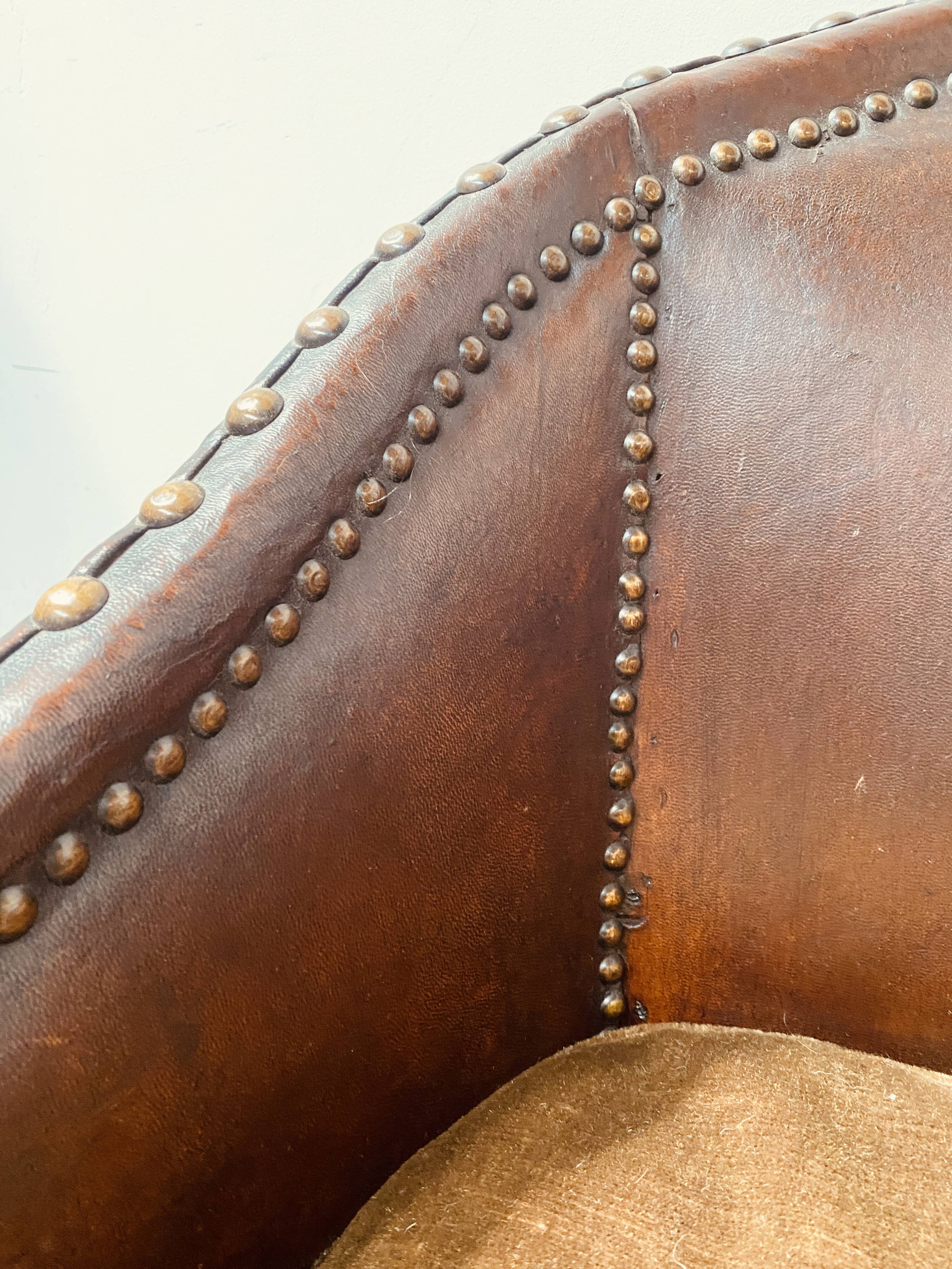 20th Century Art Deco Studded Leather Club Chair