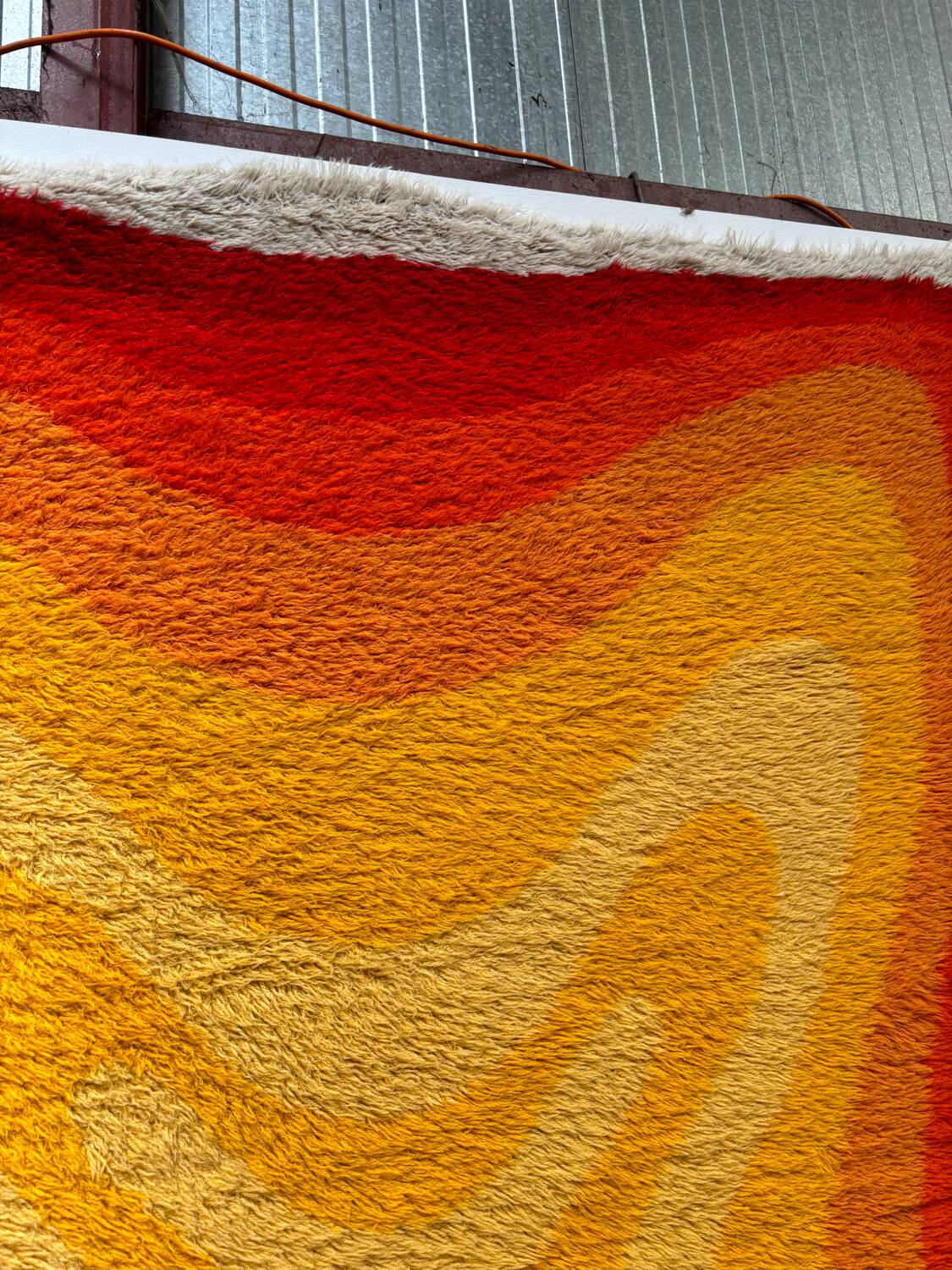 1970 vintage orange Bergos wool rug