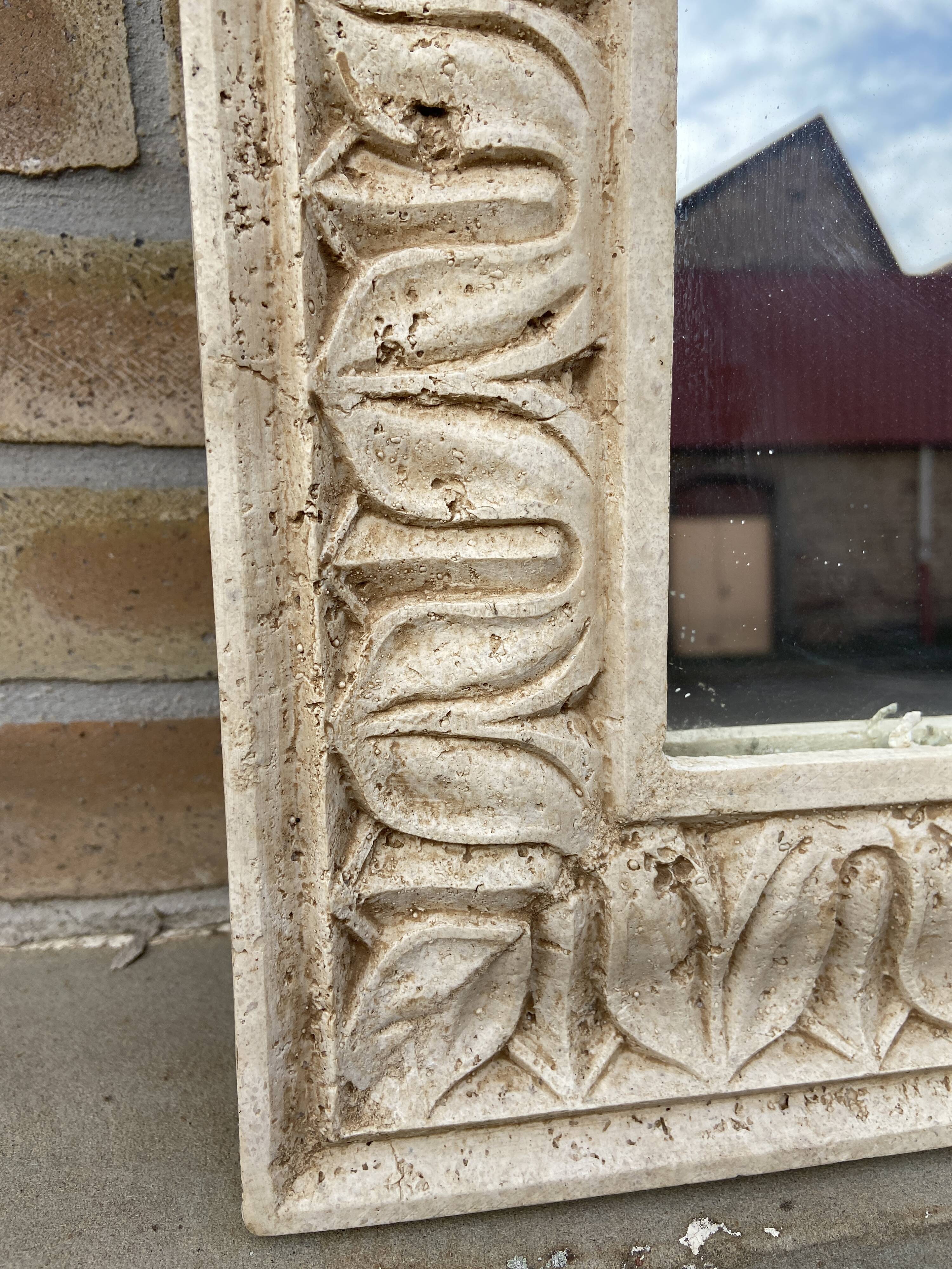 Mirror antique style in travertine from italy