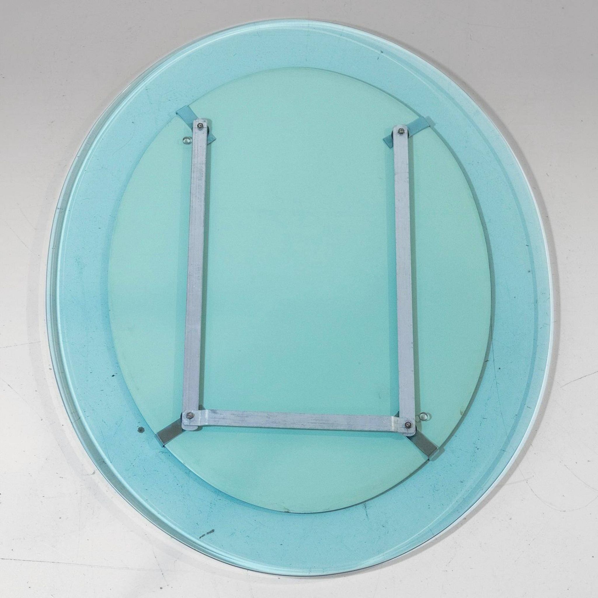 Vintage Beveled Glass Oval Mirror by A. Lupi for Cristal Luxor, Italy 1970