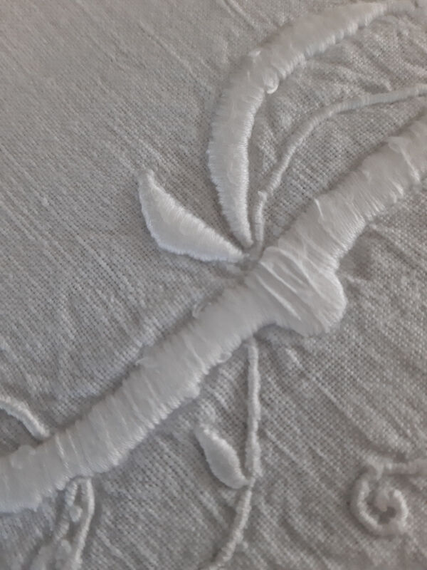 Old linen yarn embroidered and monogrammed