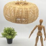 Pendant light / lamp in rattan / wicker / natural fibers, vintage