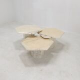 Set of 3 Italian Carrara Marble Side Tables, 1980s