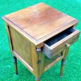 Small old walnut bedside table With drawer and knocking door.