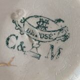 Creil et Montereau cup and saucer green and gold floral pattern