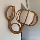 ▪️Lot Suspension Et Applique Osier Louis Sognot 50-60’s Bohème Chic Vintage