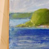 Original Swedish oil on canvas from the mid-century "Coast" vintage and framed.