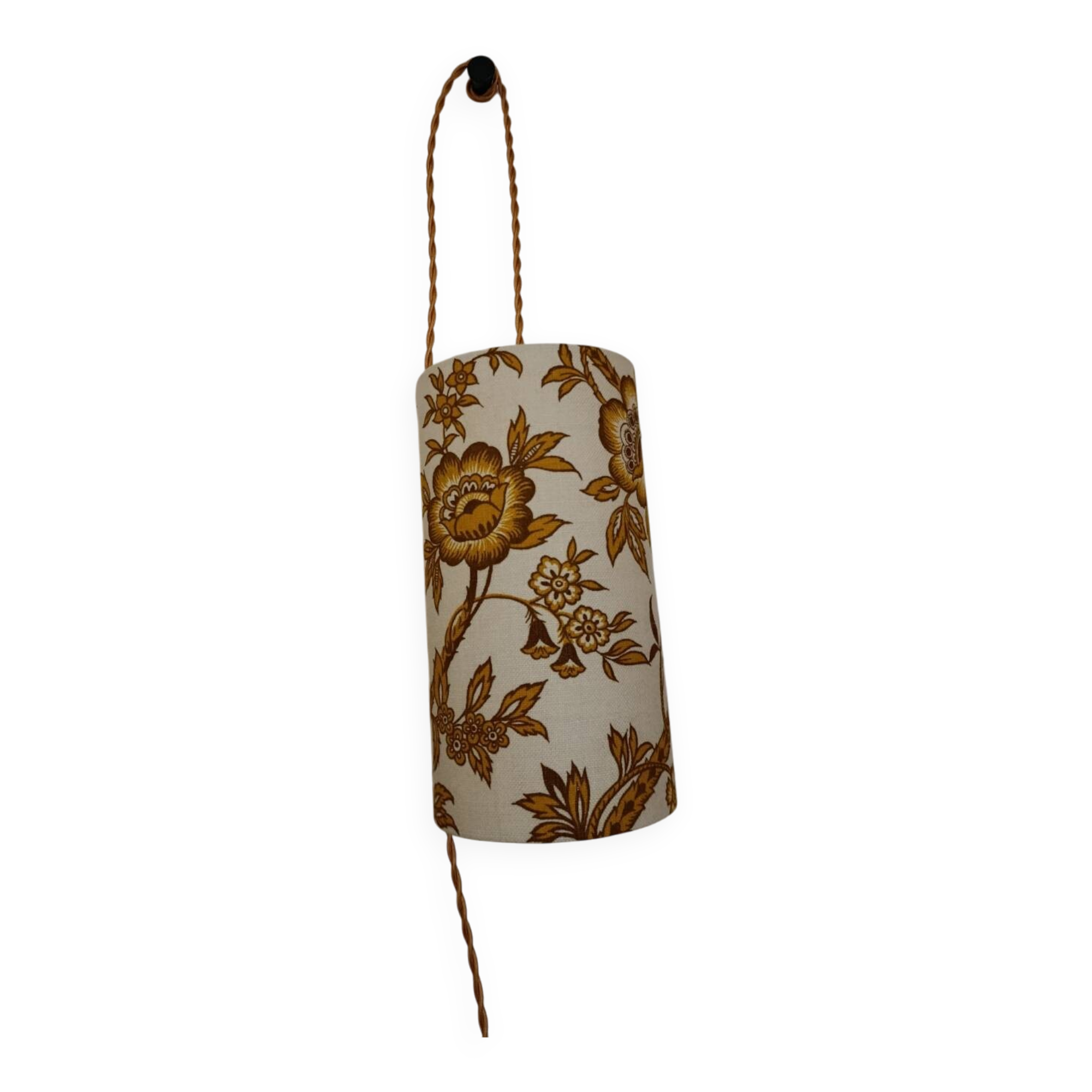 Vintage 1960s floral fabric portable lamp