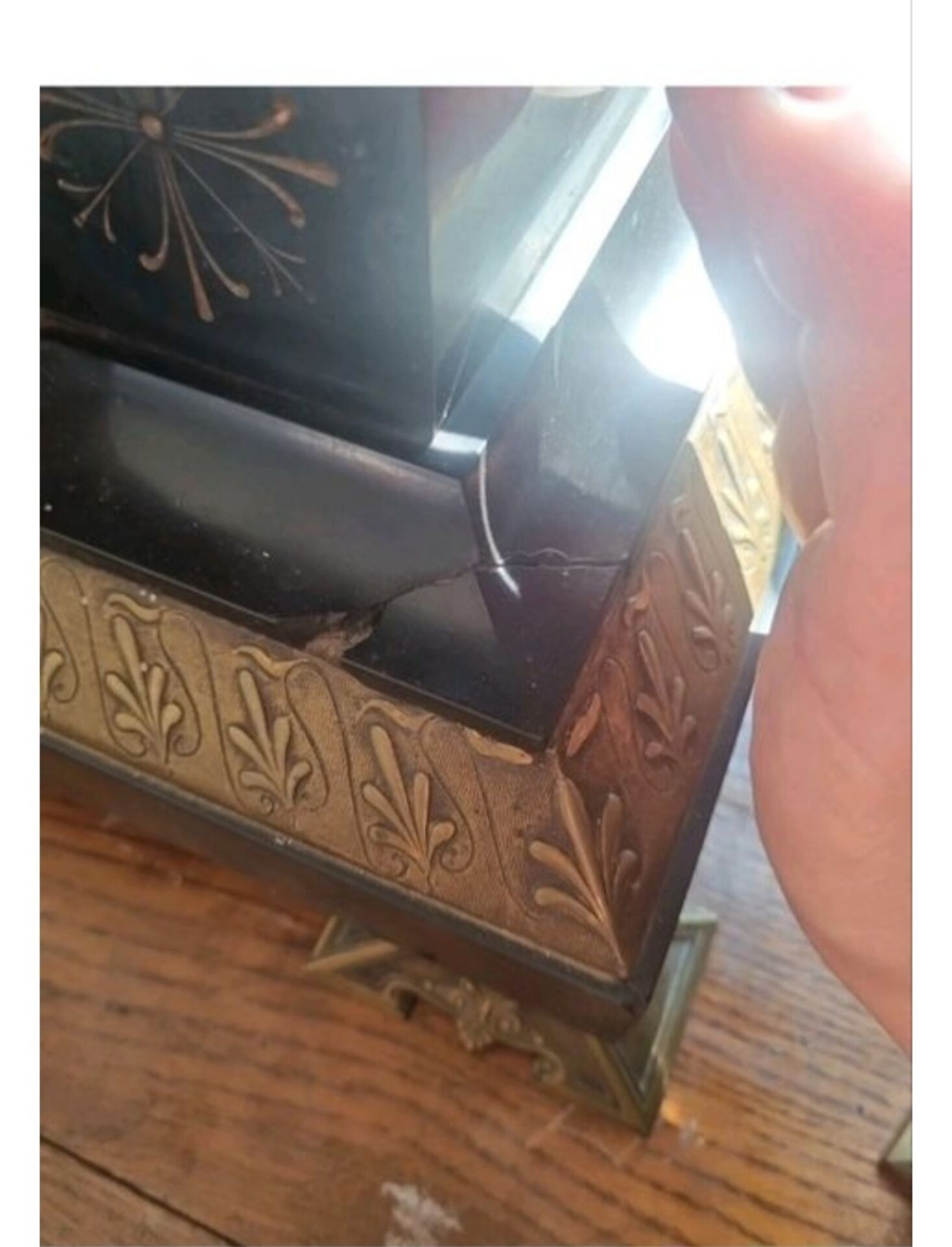 Antique bronze clock signed fireplace