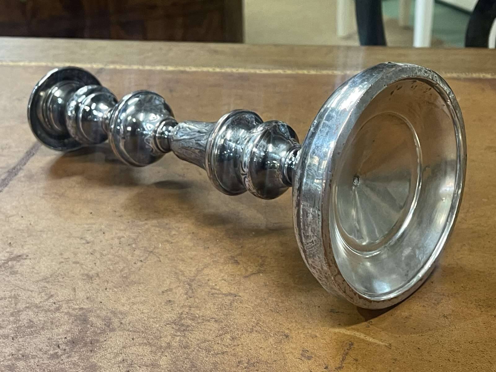 Silver metal candle holder from the early 20th century