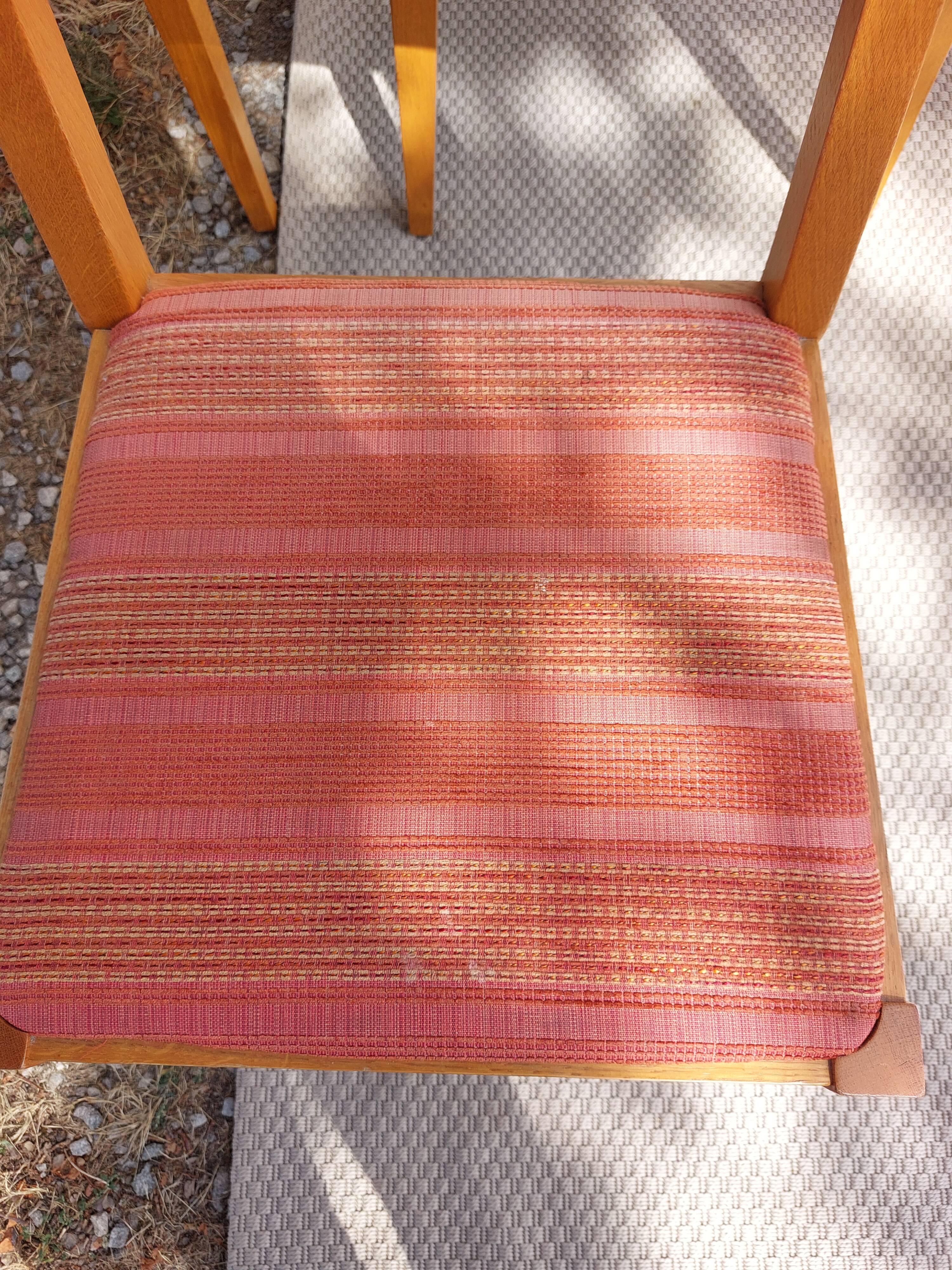 4 cosy chairs, solid wood and fabric