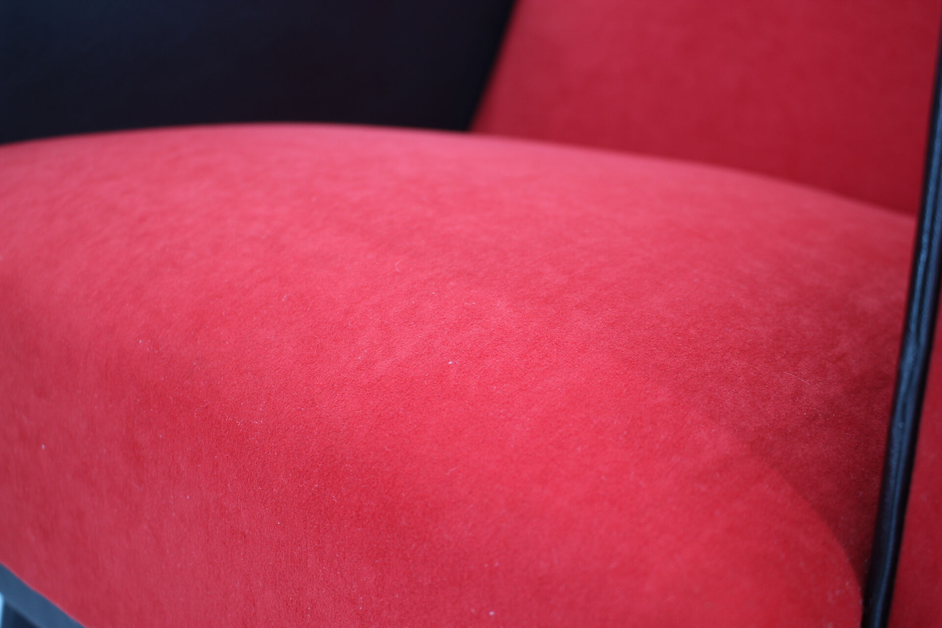 1970's pair of leatherette and red fabric armchairs, Czechoslovakia