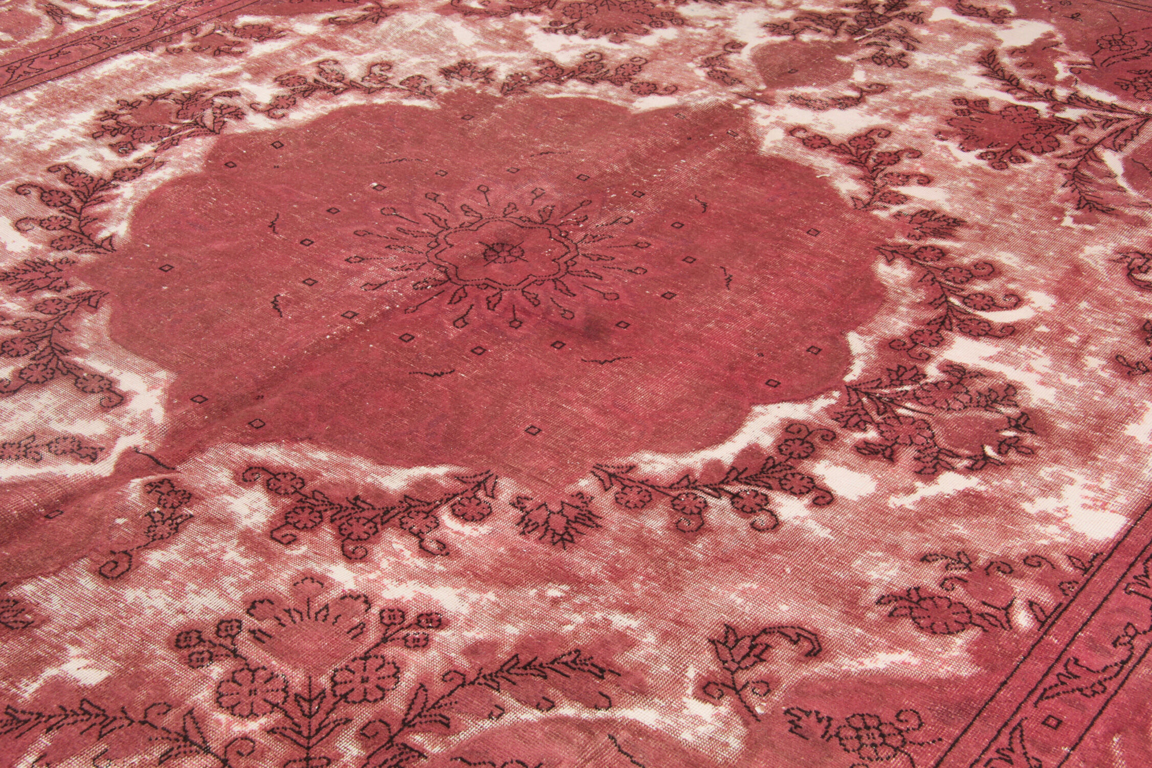 Vintage overdyed persian carpet handmade oriental red carpet - 330x400cm