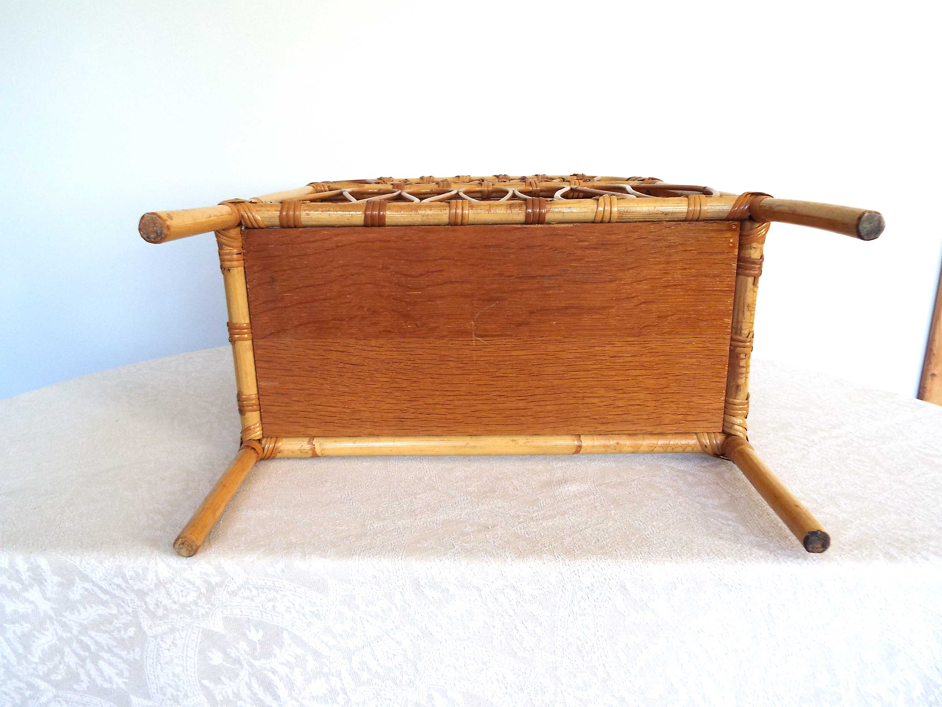 Bamboo and rattan bedside shelf